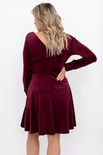 Bordowa Sukienka welurowa