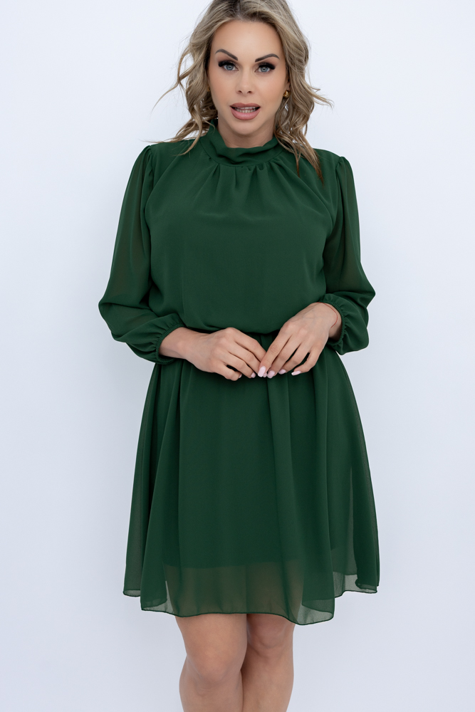 Butelkowozielona Sukienka szyfonowa SEGERTO