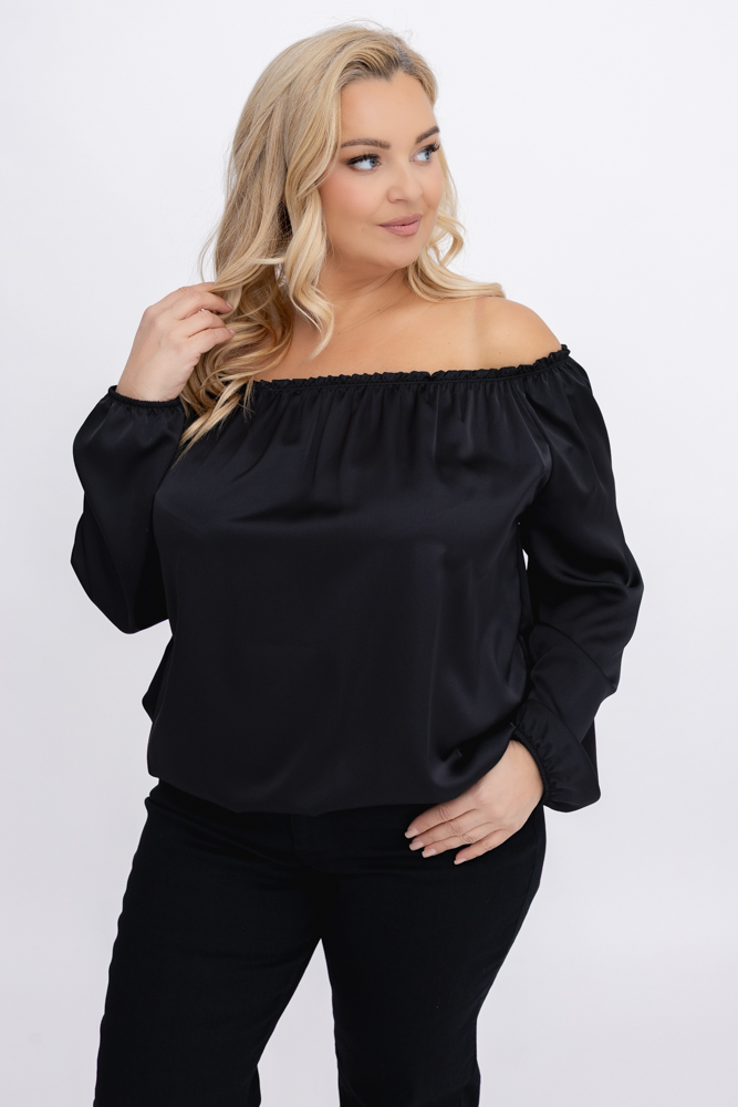 Czarna satynowa Bluzka