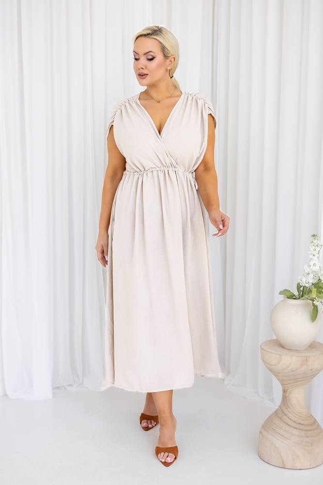 Jasnobeżowa Sukienka LASTIA