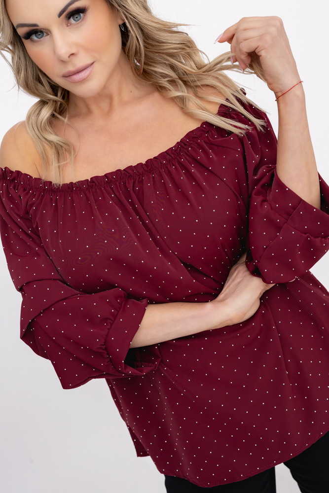 Maroon Blouse with Crinkle Sleeves Design 1