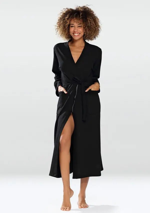 Black Cotton Bathrobe