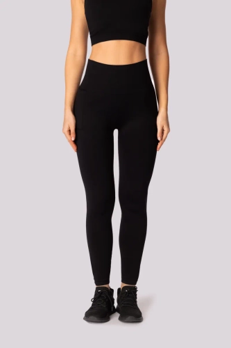 Schwarze Leggings mit Tasche