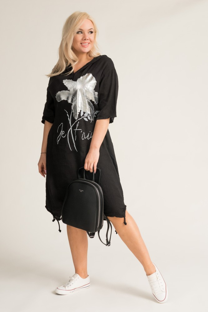 Black FLAXI Hooded Dress