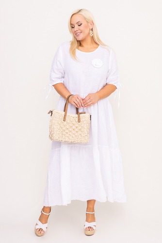  Biała Sukienka lniana TRESIA