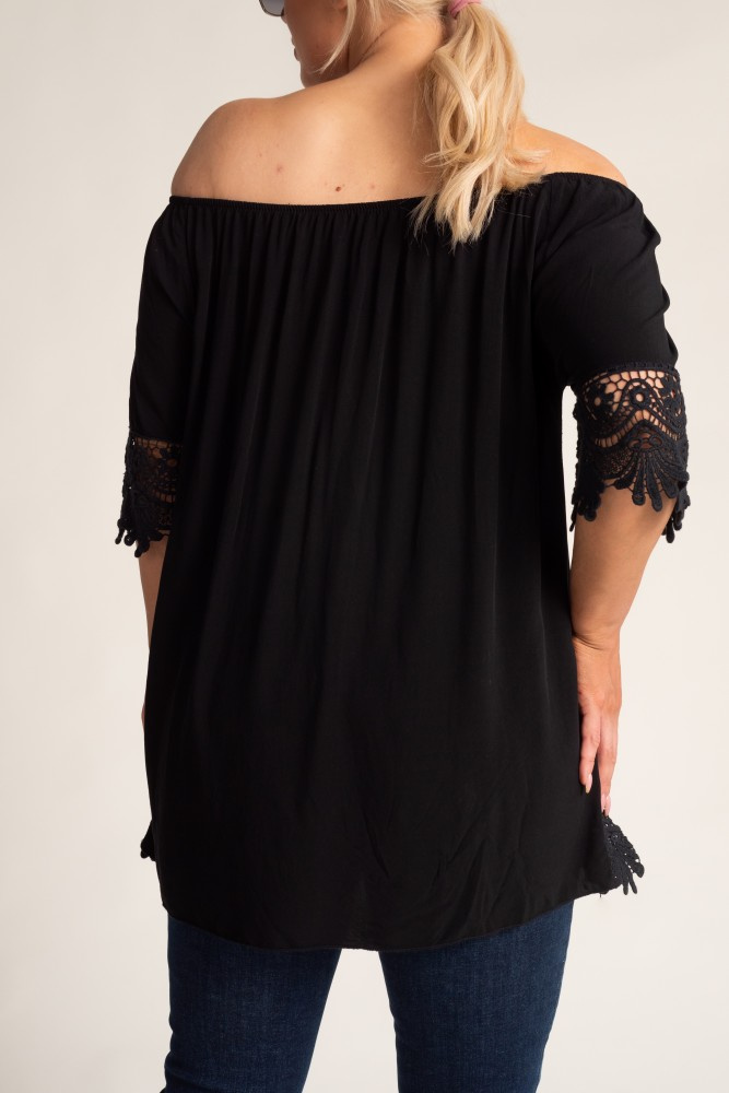 Black Blouse with Embroidery BERGAMO