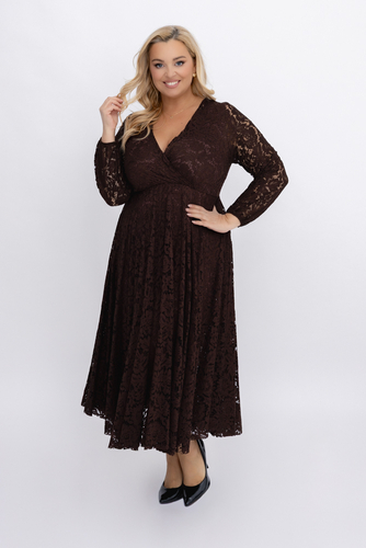 Czekoladowa Sukienka koronkowa