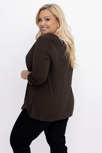 Coffee Blouse with flowing neckline 