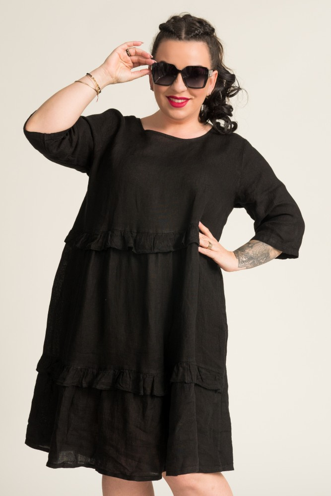 Black GAFFE Linen Dress