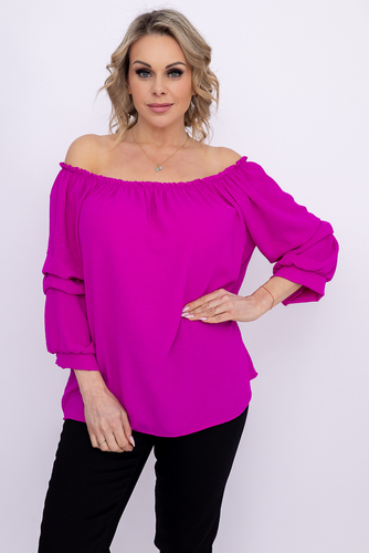 Fioletowa Bluzka z marszczonymi rękawami LURIGO