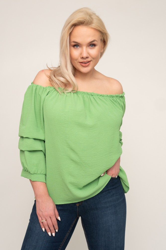 Light green Blouse with crinkle sleeves NANSI