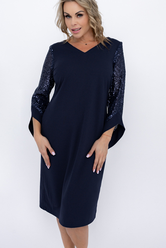 Black Dress with Sequin Sleeves Design 2