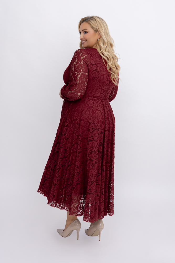 Bordowa Sukienka koronkowa