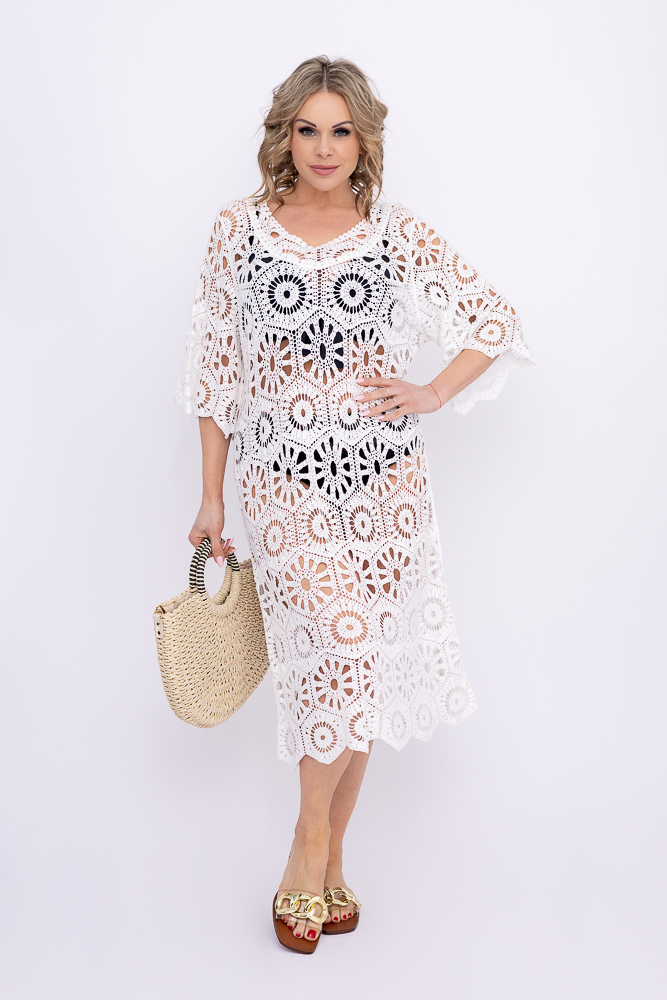 Robe de plage brodée blanche