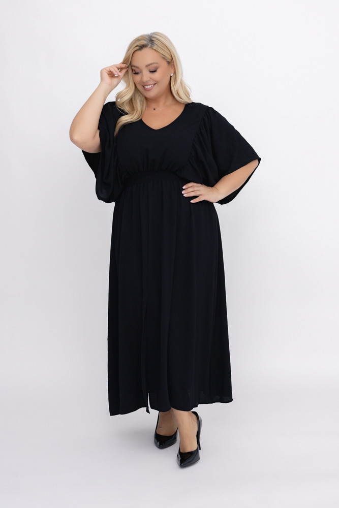 Vestido negro arrugado