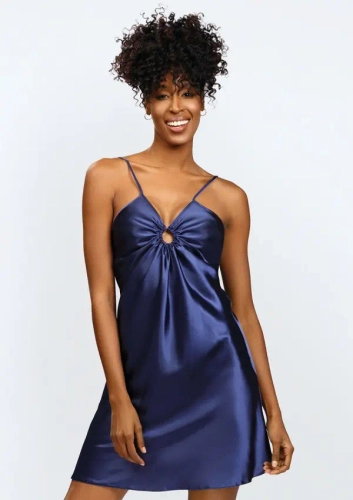 Granatowa Halka satynowa