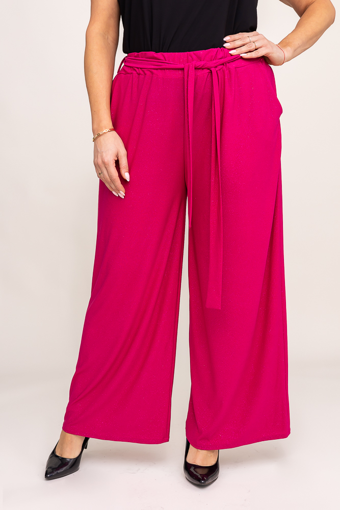 Pantalon culotte en brocart fuchsia