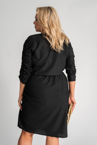 Czarna Sukienka z marszczeniem