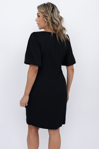 Czarna Sukienka z marszczeniem