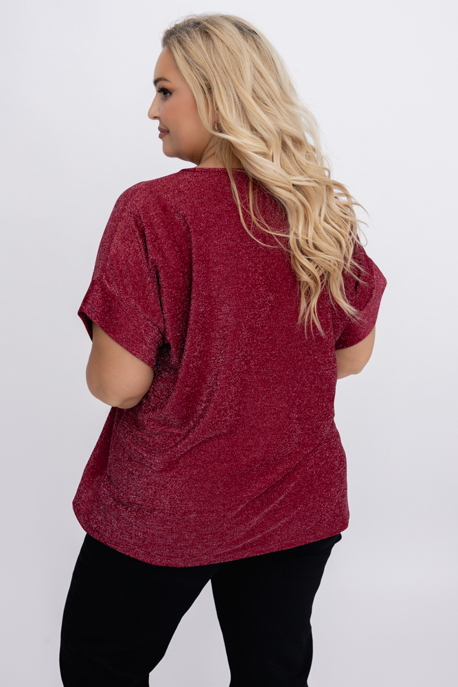 Bordowa Bluzka błyszcząca