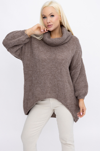 Ciemnobeżowy Sweter z golfem