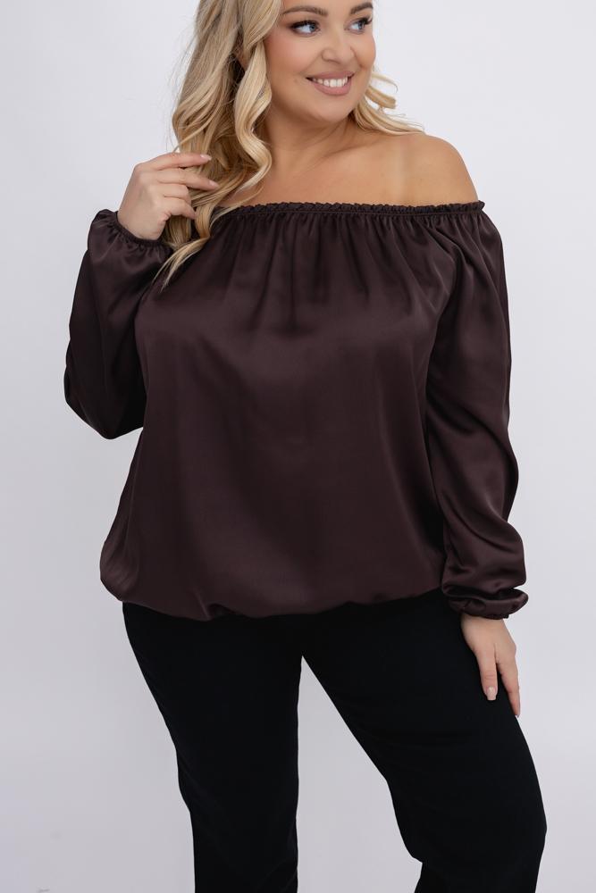 Czekoladowa satynowa Bluzka