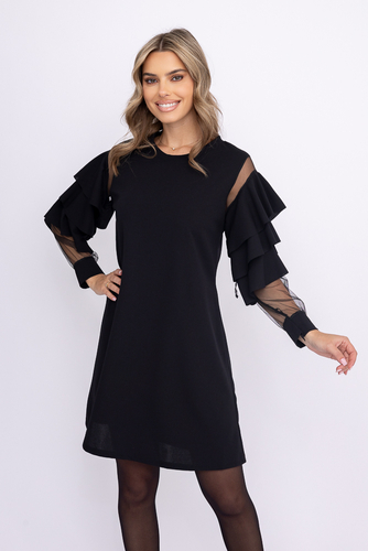 Czarna Sukienka z falbanami