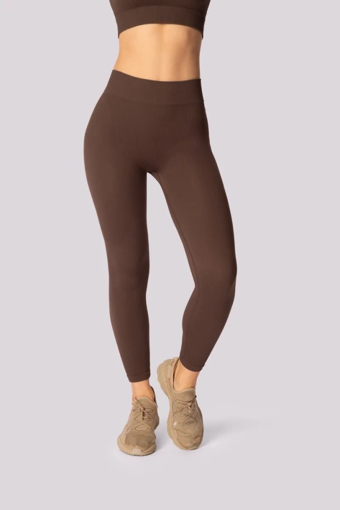 Leggings rayés café