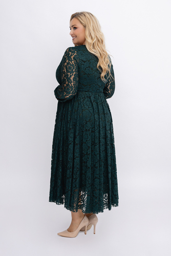 Butelkowozielona Sukienka koronkowa