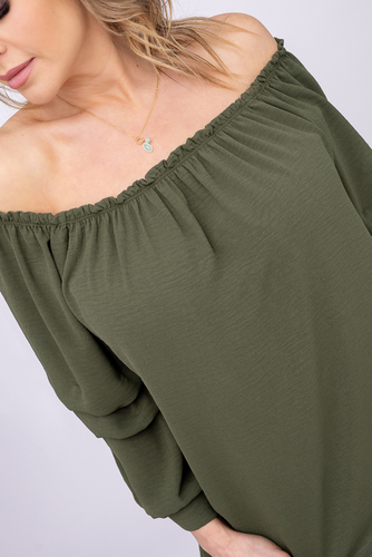 Khaki Bluzka z marszczonymi rękawami LURIGO