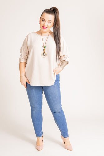 Beige Blouse with Pendant
