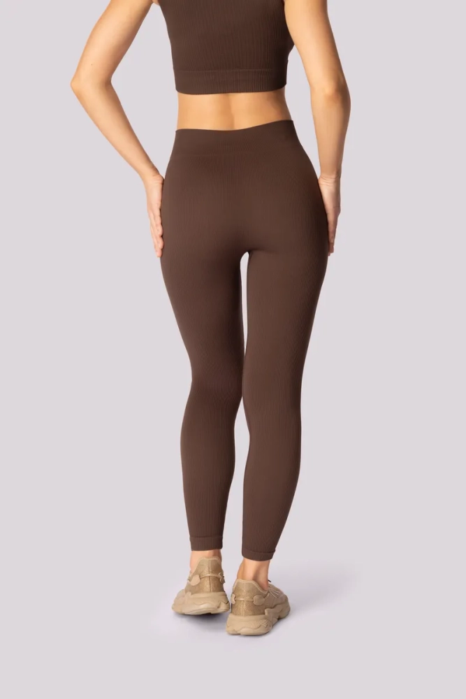 Leggings de rayas café