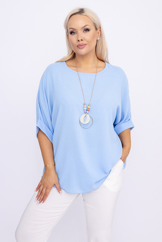 Błękitna Bluzka z wisiorkiem BELUCIO
