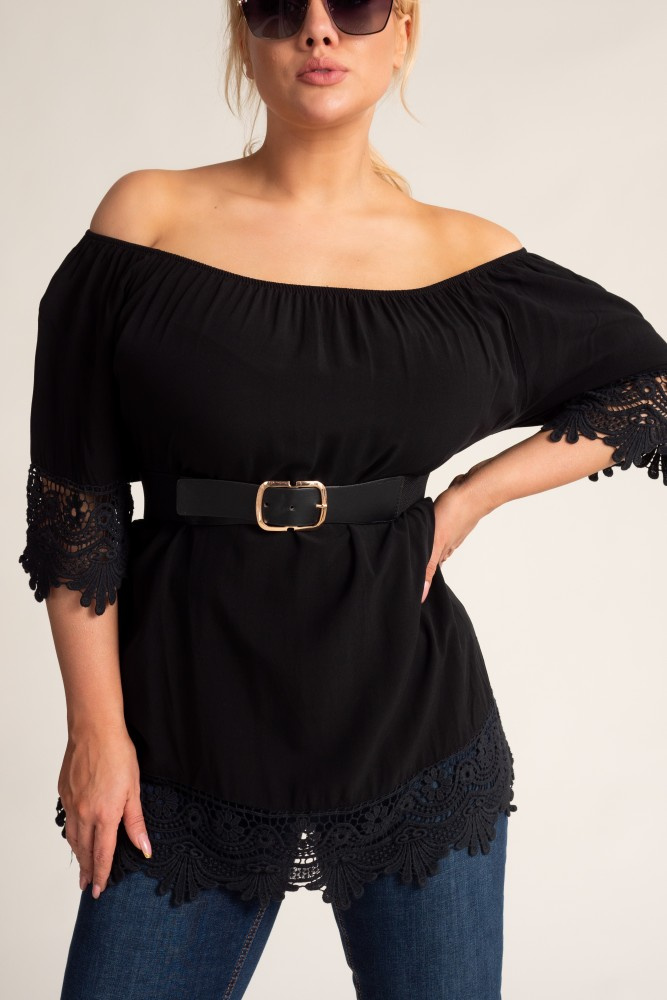 Black Blouse with Embroidery BERGAMO