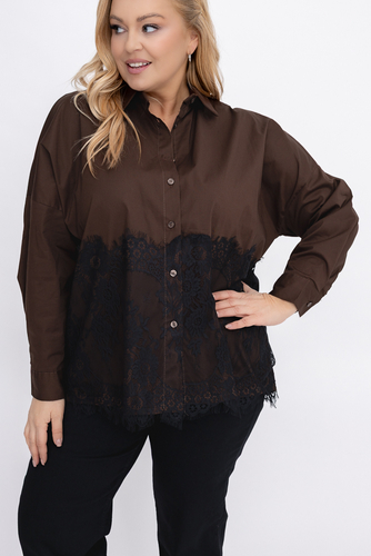 Czekoladowa Koszula z koronką
