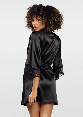 Czarny Szlafrok satynowy