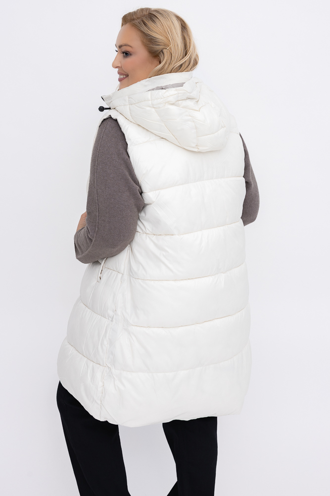  Śmietanowa Kamizelka puchowa z kapturem