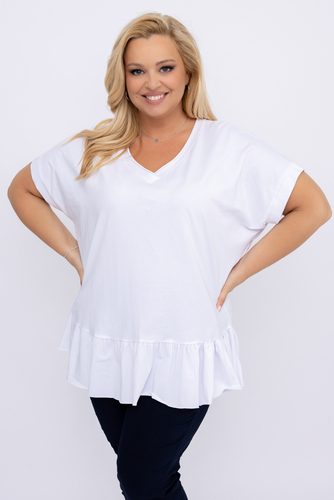 Hvit bluse med volang