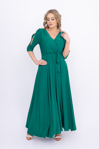 Flaschengrünes Brokatkleid