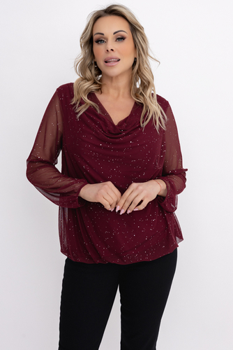 Bordowa Bluzka siateczkowa Wzór 3