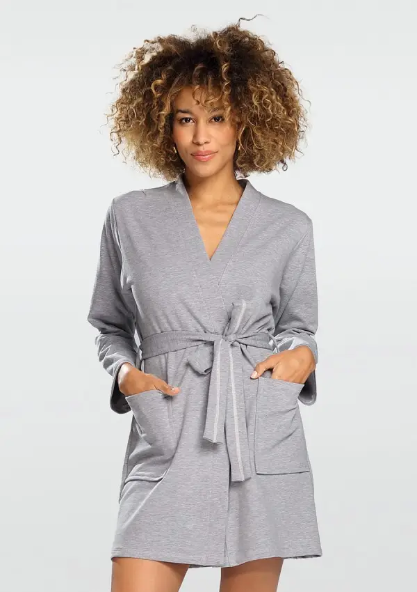 Peignoir en coton gris