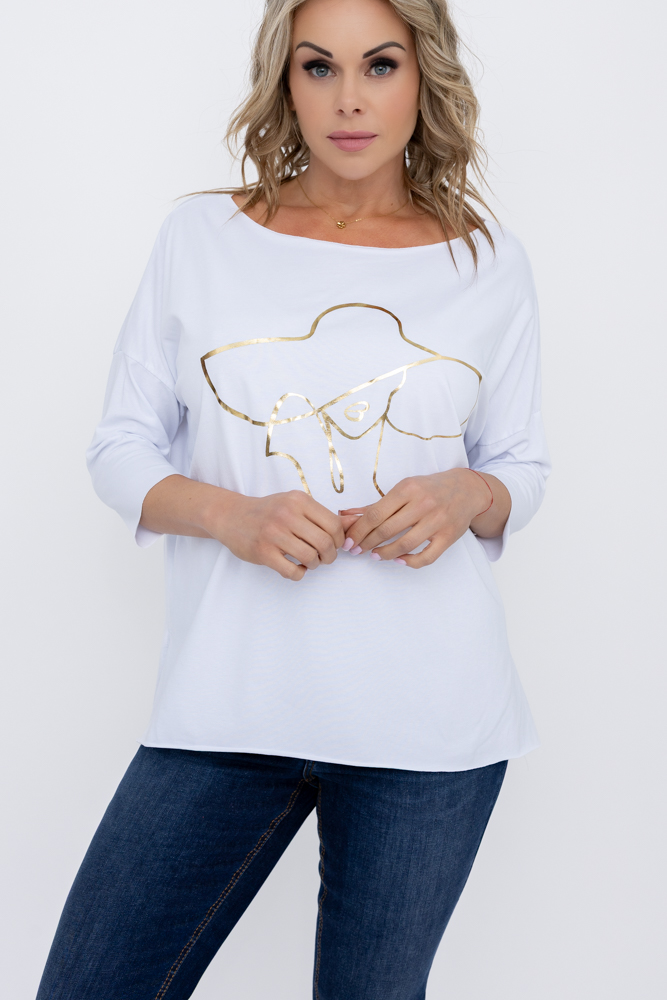Blusa blanca Estampado 4