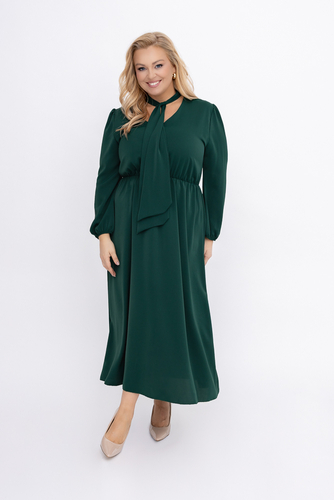 Butelkowozielona Sukienka satynowa