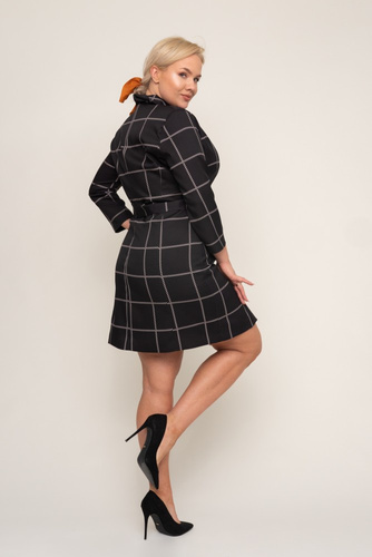  Black and Beige VAENA Checked Dress