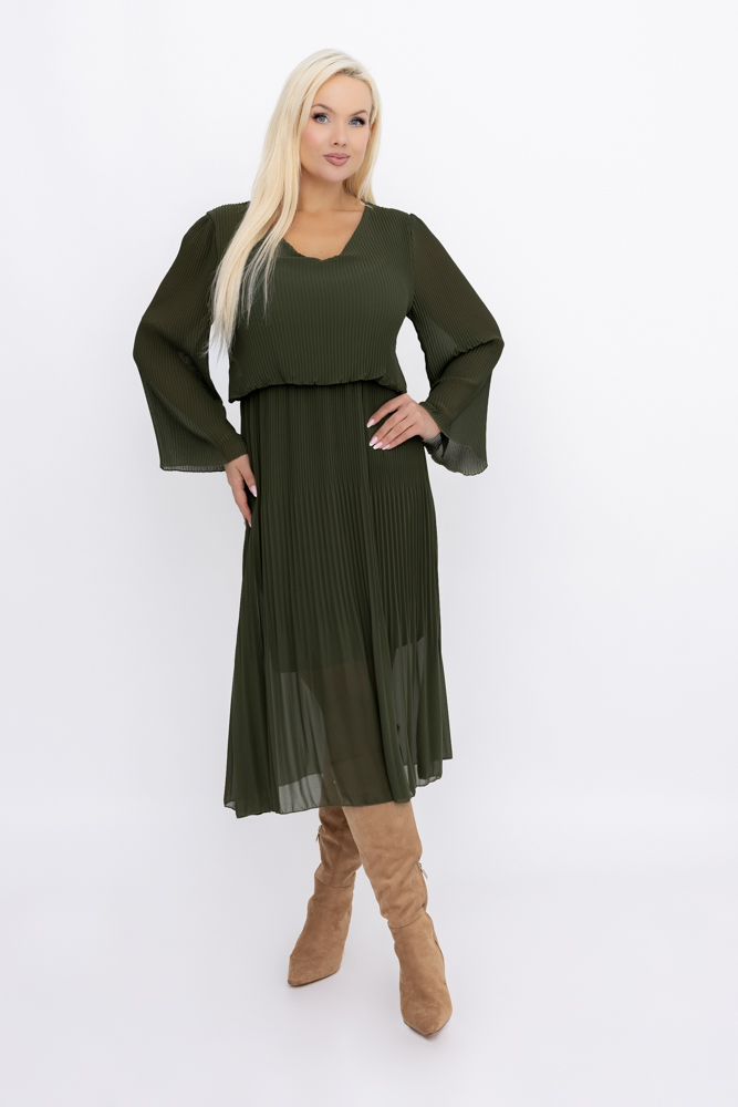 Robe en mousseline kaki