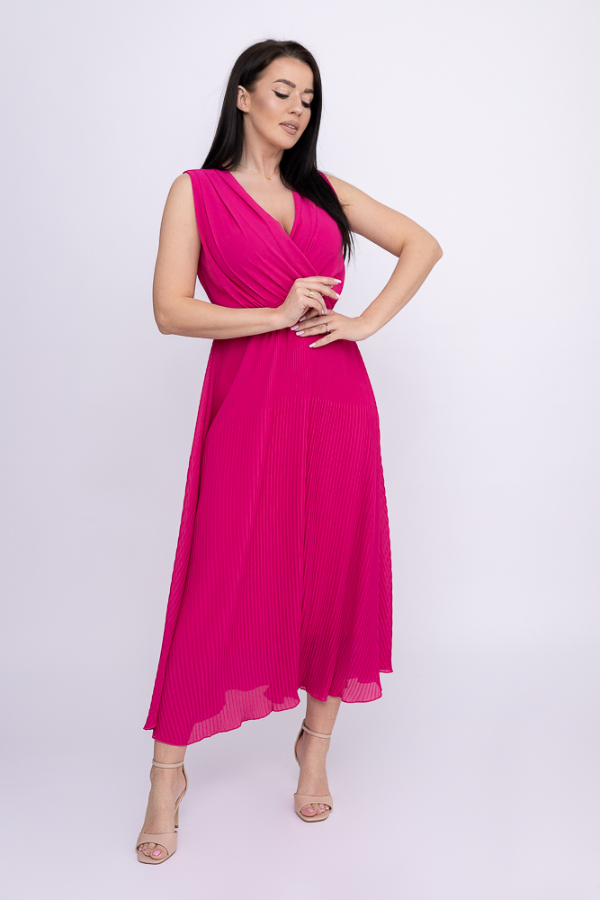 Fuksjowa plisowana Sukienka szyfonowa GUSTEN
