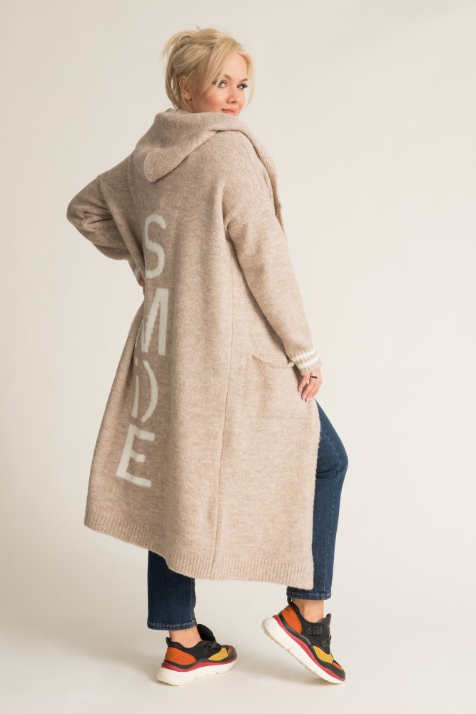 Beige Hooded Cardigan SMILY