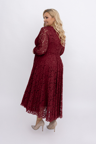 Bordowa Sukienka koronkowa