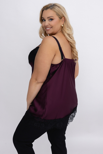 Bordowa Bluzka satynowa