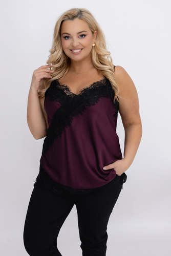 Bordowa Bluzka satynowa